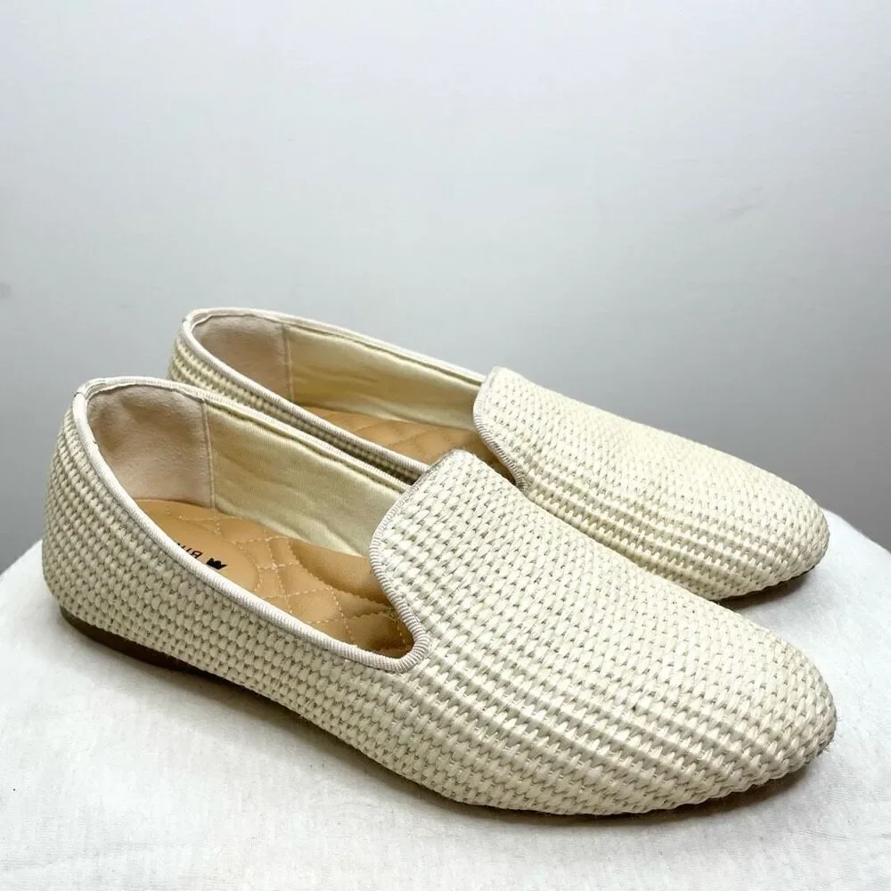 Birdies Starling Loafers Natural Beige White Size 7 Woven Slip On Woven Flat